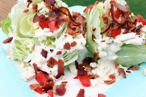 Class Wedge Salad with Bacon and Blue Cheese Dressing