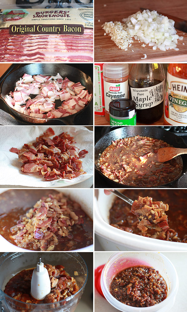 Ingredients for making bacon jam