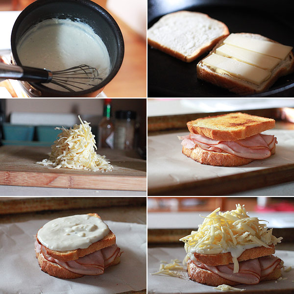 Ingredients for making a Croque Madame