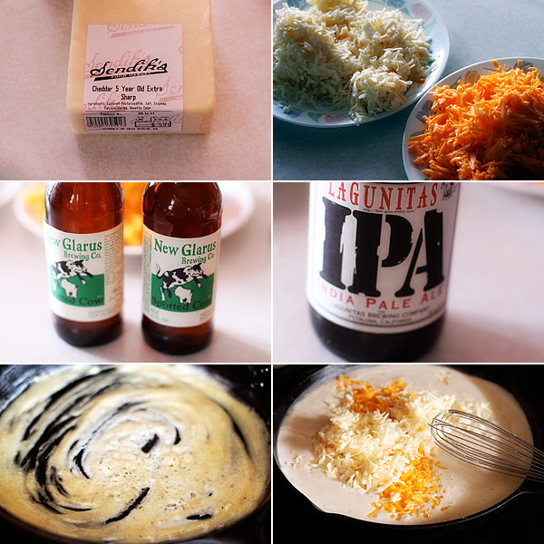 Ingredients for making beer mac and cheese recipe