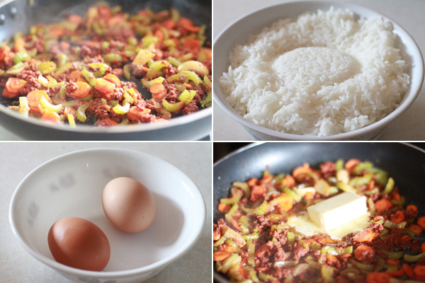 Ingredients for making fried rice recipe