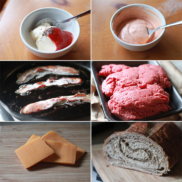 Ingredients for making a Patty Melt