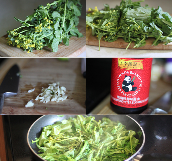 Ingredients for making Chinese greens