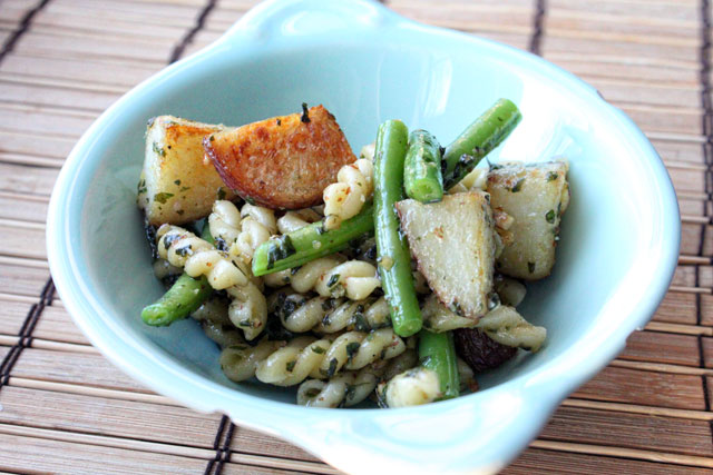 Pasta Salad with Pesto, Potatoes, and Beans