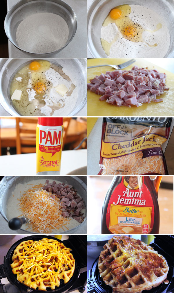 How to make ham and cheese waffles