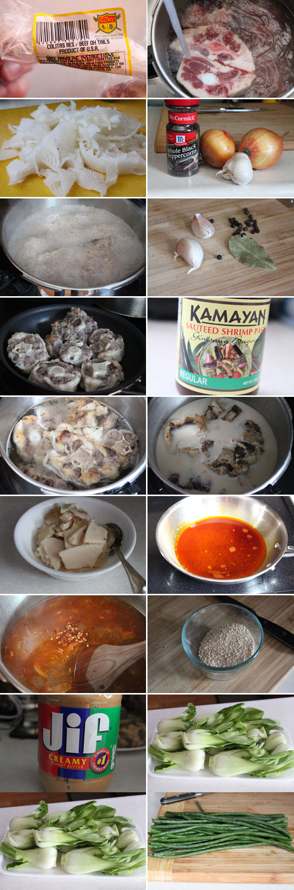 Ingredients for making kare-kare
