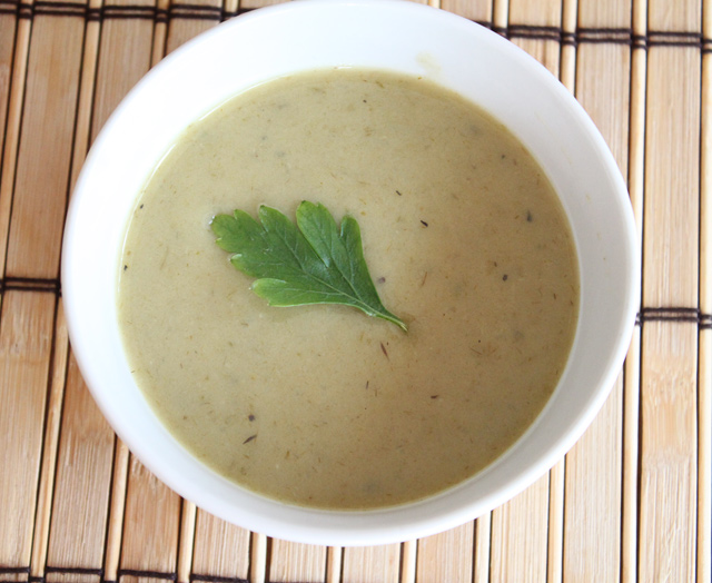 Roasted Garlic Scape Soup