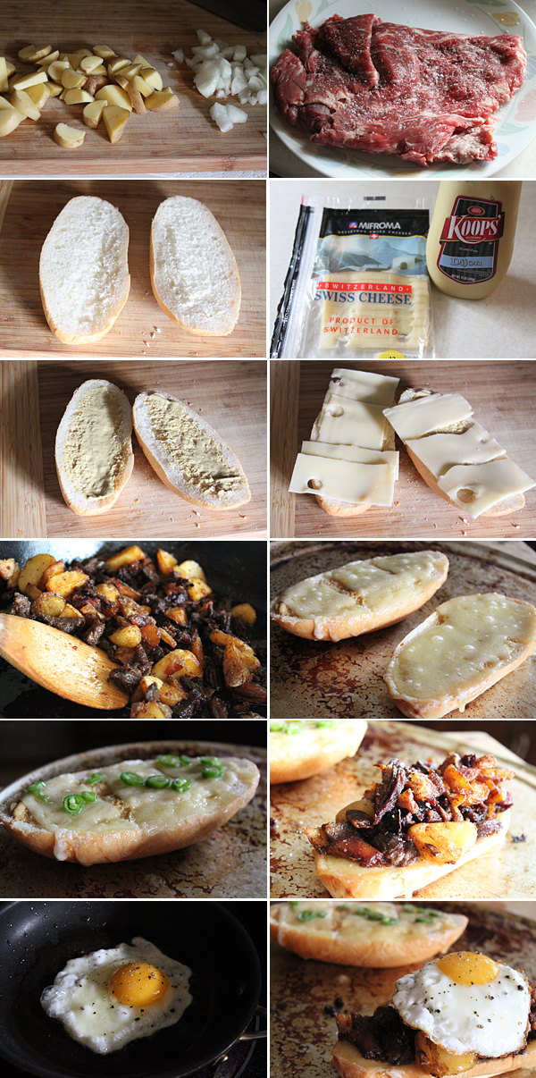 Steak and Potato Hash Sandwich Ingredients