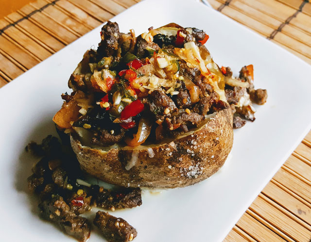 Larb Stuffed Loaded Baked Potato