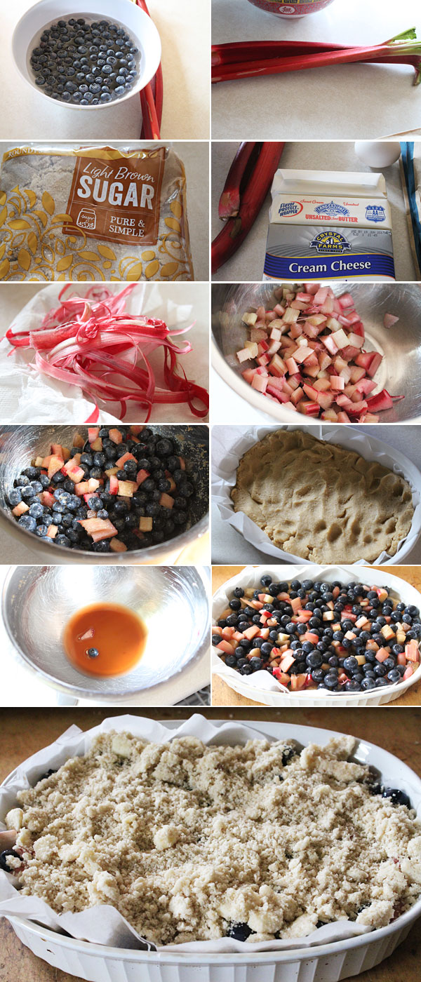 How to make rhubarb and blueberry streusel