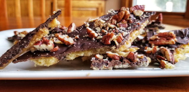 Toffee Saltine Bars with Chocolate and Nuts