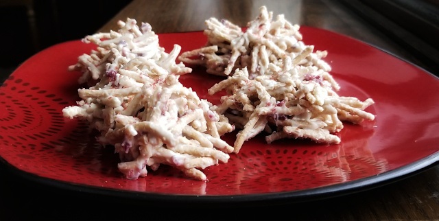 White Chocolate and Cranberry Holiday Haystacks