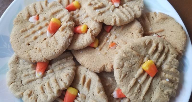 Chewy Peanut Butter and Candy Corn Cookies