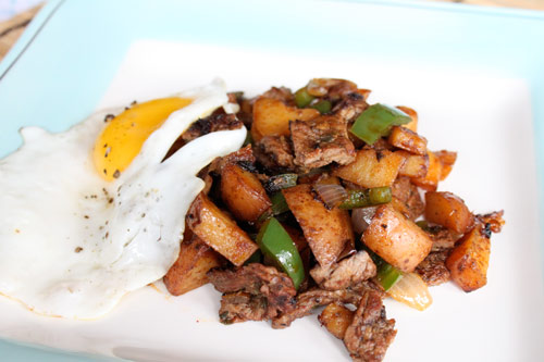 Hash made with beef and potatoes
