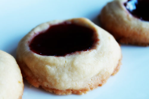 Holiday Thumbprint Jelly Cookies with Raspberry Jam