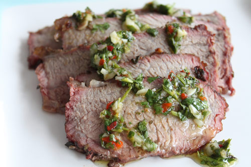 Tri-Tip Steak with Cilantro Chimichurri sauce