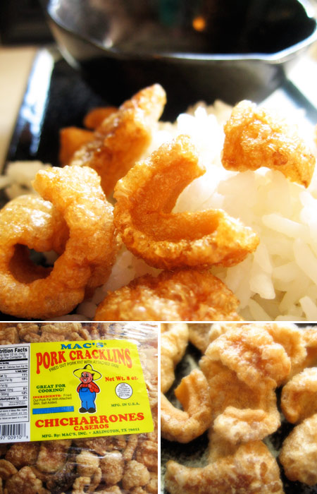 Filipino Breakfast - Chicharones with Rice