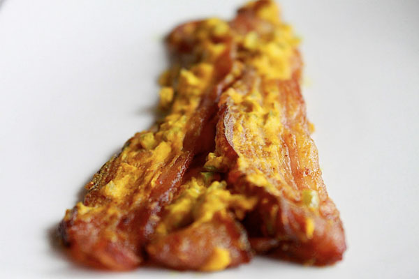Mustard and Jalapeno Rubbed Bacon