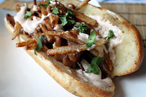 Loaded Steakhouse Sandwich with Fries and Chipotle Maynonnaise