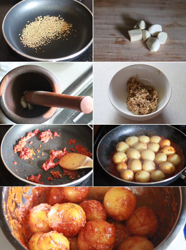 Ingredients for making Garlicy Cumin Potatoes