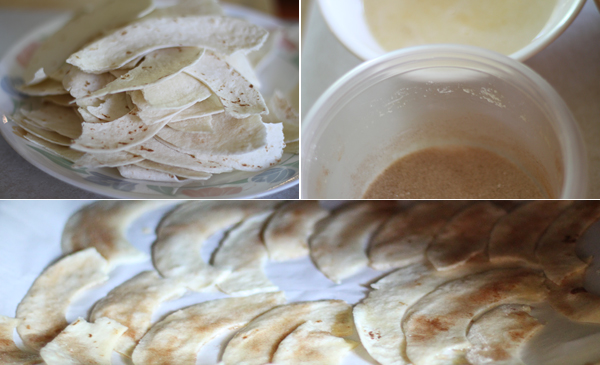 Ingredients for making cinnamon sugar tortillas