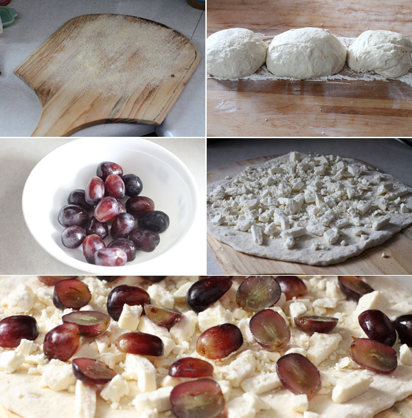 How to make a pizza with grapes and feta cheese