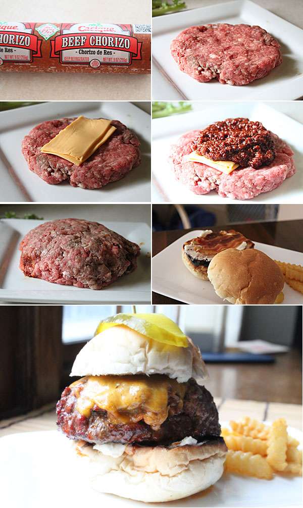 Chorizo and Cheese Stuffed Burgers